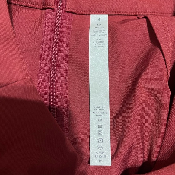 NWOT - Lululemon Lab Nai Trouser Pants Zesty Auburn Red - 4 - Picture 3 of 6